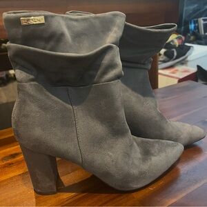 Bebe Charcoal Suede Heeled Boots